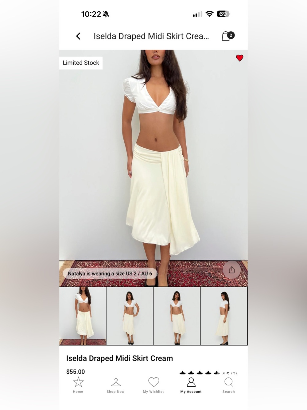 Iselda Drapped Midi Skirt Cream